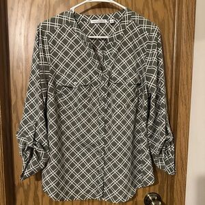V-Neck Button Down Blouse